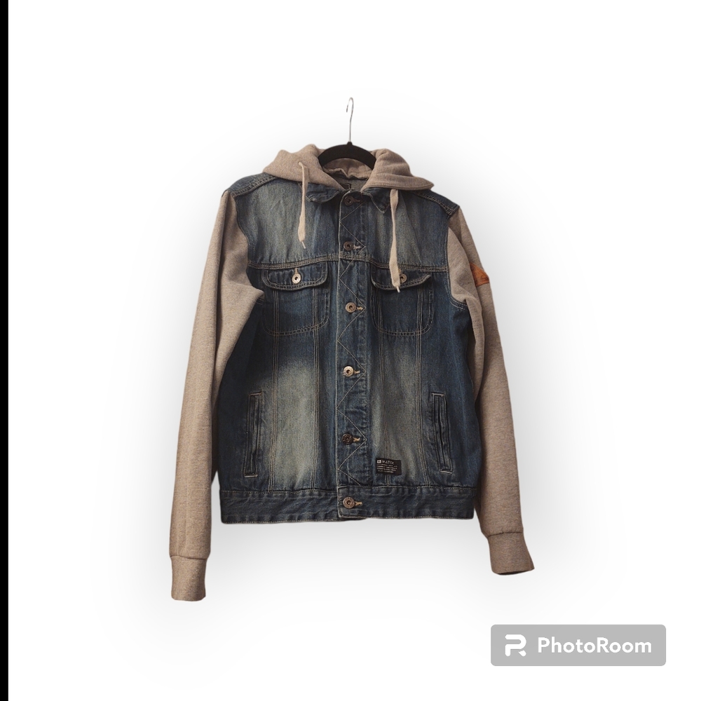 Matix Hooded size large jean jacket.